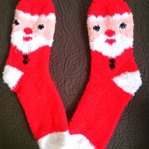 Fuzzy Santa Socks (Gently Used)